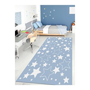 Yıldız Desenli Halısı Yıkanabilir Kaymaz Taban Bebek Ve Çocuk Odası 3073c 80x400 cm