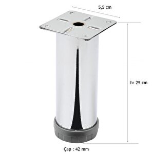Mobilya Ayağı Metal 25 Cm Alttan Ayarlı 42 Mm Krom Ayak