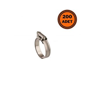 200 Adet W4 Hortum Kelepçesi 12-22 Mm 304 Paslanmaz