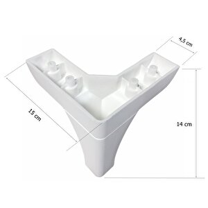 4 Adet Bella Lükens Ayak Mobilya Koltuk Çekyat Ayağı 14 Cm Beyaz