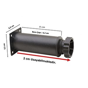 4 Adet Mobilya Ayağı Metal 8 Cm Ayarlı 42 Mm Mat Siyah Ayak