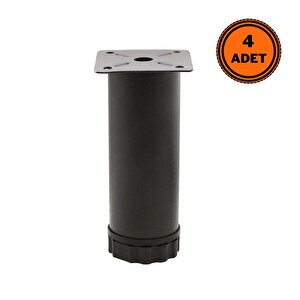 4 Adet Mobilya Ayağı Metal 12 Cm Ayarlı 42 Mm Mat Siyah Ayak