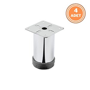 4 Adet Mobilya Ayağı Metal 8 Cm Alttan Ayarlı 42 Mm Krom Ayak