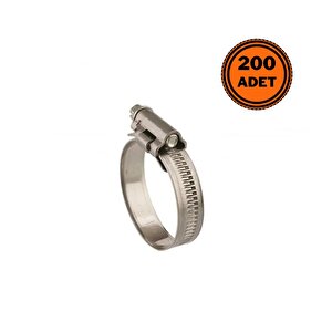 200 Adet W4 Hortum Kelepçesi 20-32 Mm 304 Paslanmaz