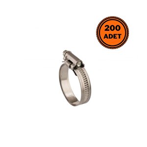 200 Adet W2 Hortum Kelepçesi 16-27 Mm 430 Paslanmaz