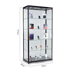 Camlı Vitrin - Camlı Dolap - Camlı Koleksiyon Vitrini - Teşhir Vitrini 175x70x30