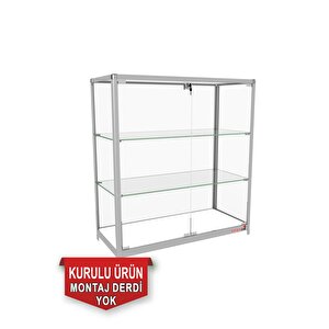 Camlı Vitrin - Camlı Dolap - Camlı Koleksiyon Vitrini - Cam Raf - Kurulu Ürün 95x90x40