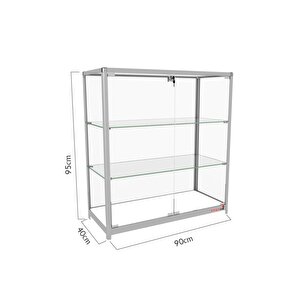 Camlı Vitrin - Camlı Dolap - Camlı Koleksiyon Vitrini - Cam Raf - Kurulu Ürün 95x90x40