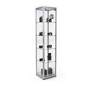 Camlı Vitrin - Camlı Dolap - Camlı Koleksiyon Vitrini - Cam Raf - Kurulu Ürün 175x30x30