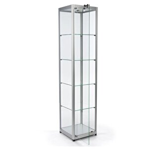 Camlı Vitrin - Camlı Dolap - Camlı Koleksiyon Vitrini - Cam Raf - Kurulu Ürün 180x40x40