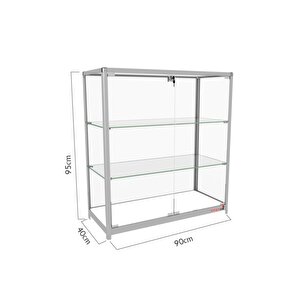 Camlı Vitrin - Camlı Dolap - Camlı Koleksiyon Vitrini - Cam Raf - Kurulu Ürün 95x90x40