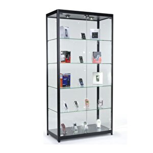 Camlı Vitrin - Camlı Dolap - Camlı Koleksiyon Vitrini - Cam Raf - Kurulu Ürün 175x70x30