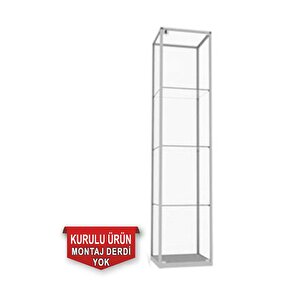 Camlı Vitrin - Camlı Dolap - Camlı Koleksiyon Vitrini - Cam Raf - Kurulu Ürün 180x40x40
