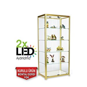 Camlı Vitrin - Camlı Dolap - Camlı Koleksiyon Vitrini - Cam Raf - Kurulu Ürün 180x80x40