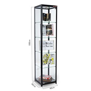 Camlı Vitrin - Camlı Dolap - Camlı Koleksiyon Vitrini - Cam Raf - Kurulu Ürün 180x40x40