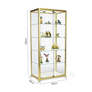 Camlı Vitrin - Camlı Dolap - Camlı Koleksiyon Vitrini - Cam Raf - Kurulu Ürün 180x80x40