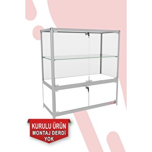 Camlı Vitrin - Camlı Dolap - Camlı Koleksiyon Vitrini - Cam Raf - Kurulu Ürün 95x90x40