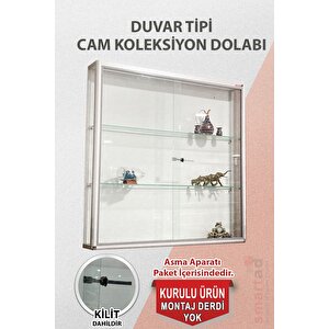 Camlı Vitrin - Camlı Dolap - Camlı Koleksiyon Vitrini - Cam Raf - Kurulu Ürün 100x100x20