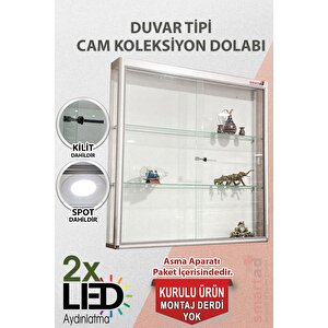 Camlı Vitrin - Camlı Dolap - Camlı Koleksiyon Vitrini - Cam Raf - Kurulu Ürün 100x100x20
