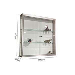 Camlı Vitrin - Camlı Dolap - Camlı Koleksiyon Vitrini - Cam Raf - Kurulu Ürün 100x100x20