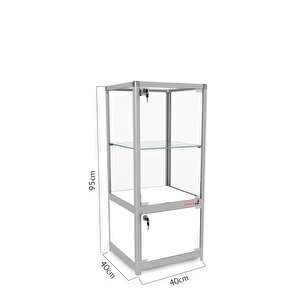 Camlı Vitrin - Camlı Dolap - Camlı Koleksiyon Vitrini - Cam Raf - Kurulu Ürün 95x40x40