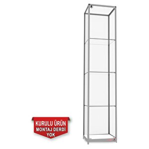 Camlı Vitrin - Camlı Dolap - Camlı Koleksiyon Vitrini - Cam Raf - Kurulu Ürün 200x40x40