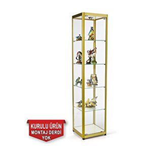Camlı Vitrin - Camlı Dolap - Camlı Koleksiyon Vitrini - Cam Raf - Kurulu Ürün 175x30x30