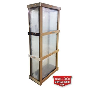 Camlı Vitrin - Camlı Dolap - Camlı Koleksiyon Vitrini - Cam Raf - Kurulu Ürün 200x40x40