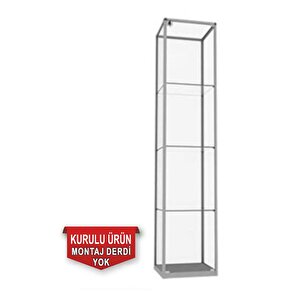 Camlı Vitrin - Camlı Dolap - Camlı Koleksiyon Vitrini - Cam Raf - Kurulu Ürün 200x40x40