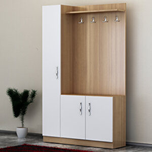 Naturel Portmanto Teak Beyaz Beyaz - Ceviz