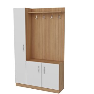 Naturel Portmanto Teak Beyaz Beyaz - Ceviz