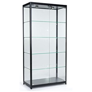 Camlı Vitrin - Camlı Dolap - Camlı Koleksiyon Vitrini - Cam Raf - Kurulu Ürün 175x70x30