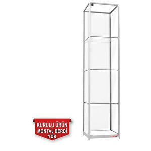 Camlı Vitrin - Camlı Dolap - Camlı Koleksiyon Vitrini - Cam Raf - Kurulu Ürün 180x40x40