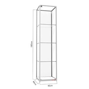 Camlı Vitrin - Camlı Dolap - Camlı Koleksiyon Vitrini - Cam Raf - Kurulu Ürün 180x40x40