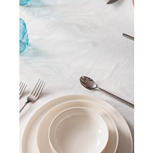 Jakarlı Dertsiz Masa Örtüsü Lavinia Beyaz 155x220