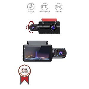 Torima Ta-03 Siyah 1296p Araç Içi 2 Kameralı Lcd Ekranlı Gece Görüşlü , G-sensörlü  Yol Kayıt Araç Kamerası