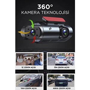 Torima Ta-03 Siyah 1296p Araç Içi 2 Kameralı Lcd Ekranlı Gece Görüşlü , G-sensörlü  Yol Kayıt Araç Kamerası