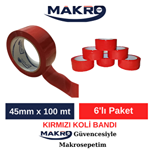 Kırmızı Koli Bandı 45mm X 100mt 6'lı Paket