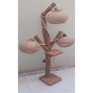 Lambader 12656 Sarmaşık 3lü Avize Doğal Malzeme Kuru Zeytin Veya Çam Dal  El Yapı