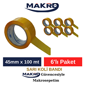 Sarı Koli Bandı 45mm X 100mt 6'lı Paket