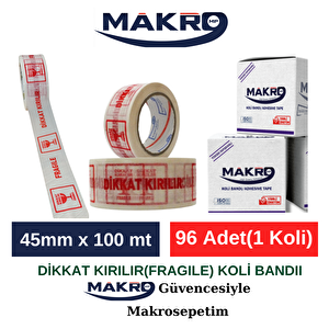 Dikkat Kırılır(fragile) Bant 45mm X 100mt 96 Adet(1 Koli)