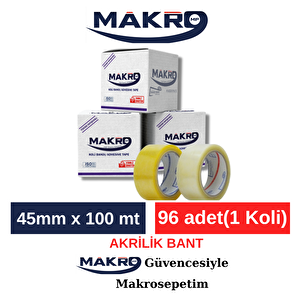 Şeffaf Bant 45mm X 100 Mt 96 Adet(1 Koli) Limon