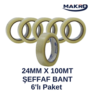 Şeffaf Bant 24mm X 100 Mt 6'lı Paket
