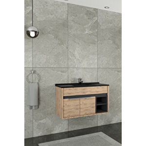 Napoli 85 Cm Siyah Lavabolu Alt Modül Dorado