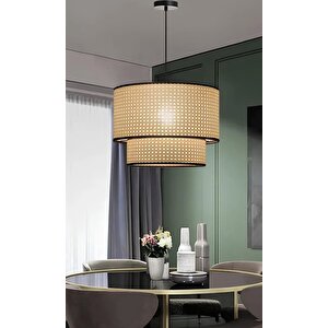 Hasır Sarkıt Modern Iskandinav Nordic Hazeran Salon Mutfak Oturma Odası Avize Hasır Rattan Çift Katlı