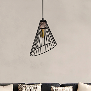 Lila Dekoratif Tekli Siyah Metal Sarkıt Salon Avize Oturma Odası Cafe Sarkıt