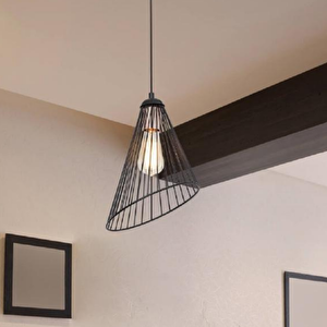 Lila Dekoratif Tekli Siyah Metal Sarkıt Salon Avize Oturma Odası Cafe Sarkıt