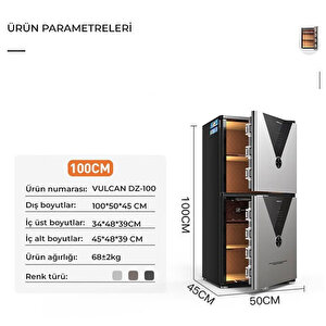 Vulcan Serisi Dz-100 Çift Kapılı Çelik Kasa Dokunmatik Şifre + Parmak Izi + Wifi Akıllı Kontrol