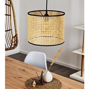 Modern Rattan Boheme Tasarım Salon Mutfak Oturma Odası Avize Doğal Hazeran Tekli Sarkıt