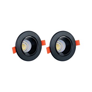 Yuvarlak Siyah Kasa Tak Çalıştır Led Spot Lamba - 2 Adet Beyaz